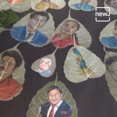 Artist Carves Portraits On Leaves