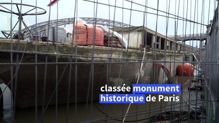 La péniche Louise-Catherine, patrimoine historique menacé par les crues de la Seine