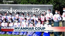 Students and teachers protest in Yangon against Myanmar military coup