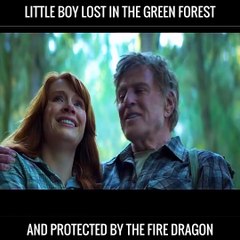 Green dragon saved boy from wolves