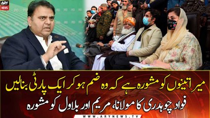Fawad Chaudhry advises Maulana, Maryam, and Bilawal to unite and form a party