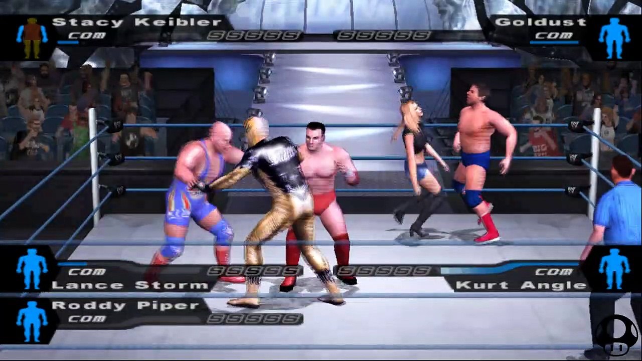 Here Comes the Pain Stacy Keibler vs Goldust vs Lance Storm vs Kurt Angle vs Roddy Piper