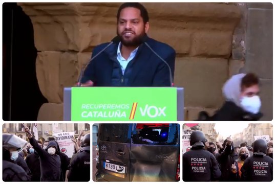 Los violentos independentistas vuelven a reventar el mitin de Ignacio Garriga (VOX)