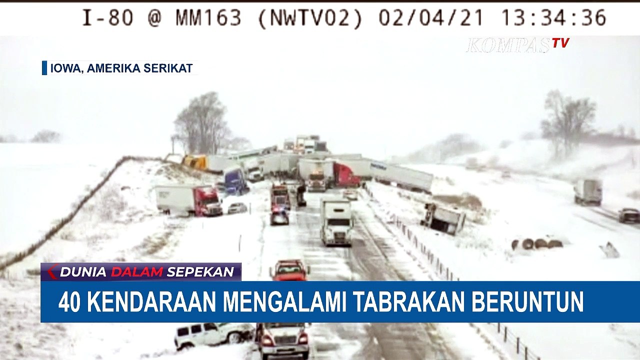 Tabrakan Beruntun 40 Kendaraan Terjadi di Iowa AS Akibat Jalanan Licin Salju