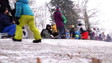 Schneefall: Berliner holen die Schlitten raus