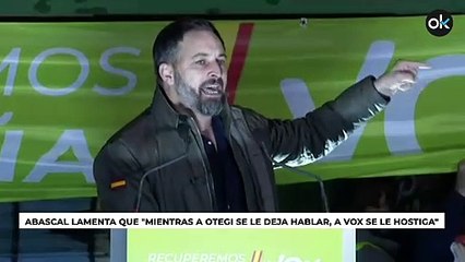 Abascal lamenta que "mientras a Otegi se le deja hablar, a Vox se le hostiga"