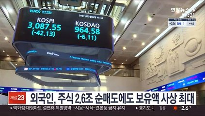 외국인, 주식 2.6조 순매도에도 보유액 사상 최대