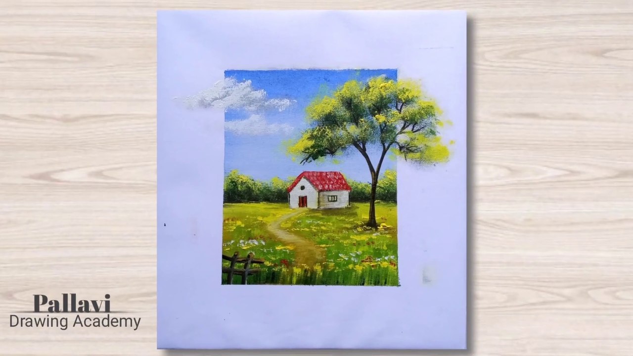 Easy and Beautiful landscape scape Painting with Acrilic colour __ Pallavi Drawing Academy __(1080P_HD)