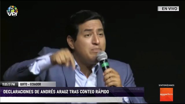 Desde Ecuador - Declaraciones del candidato presidencial Andrés Arauz tras conteo rápido