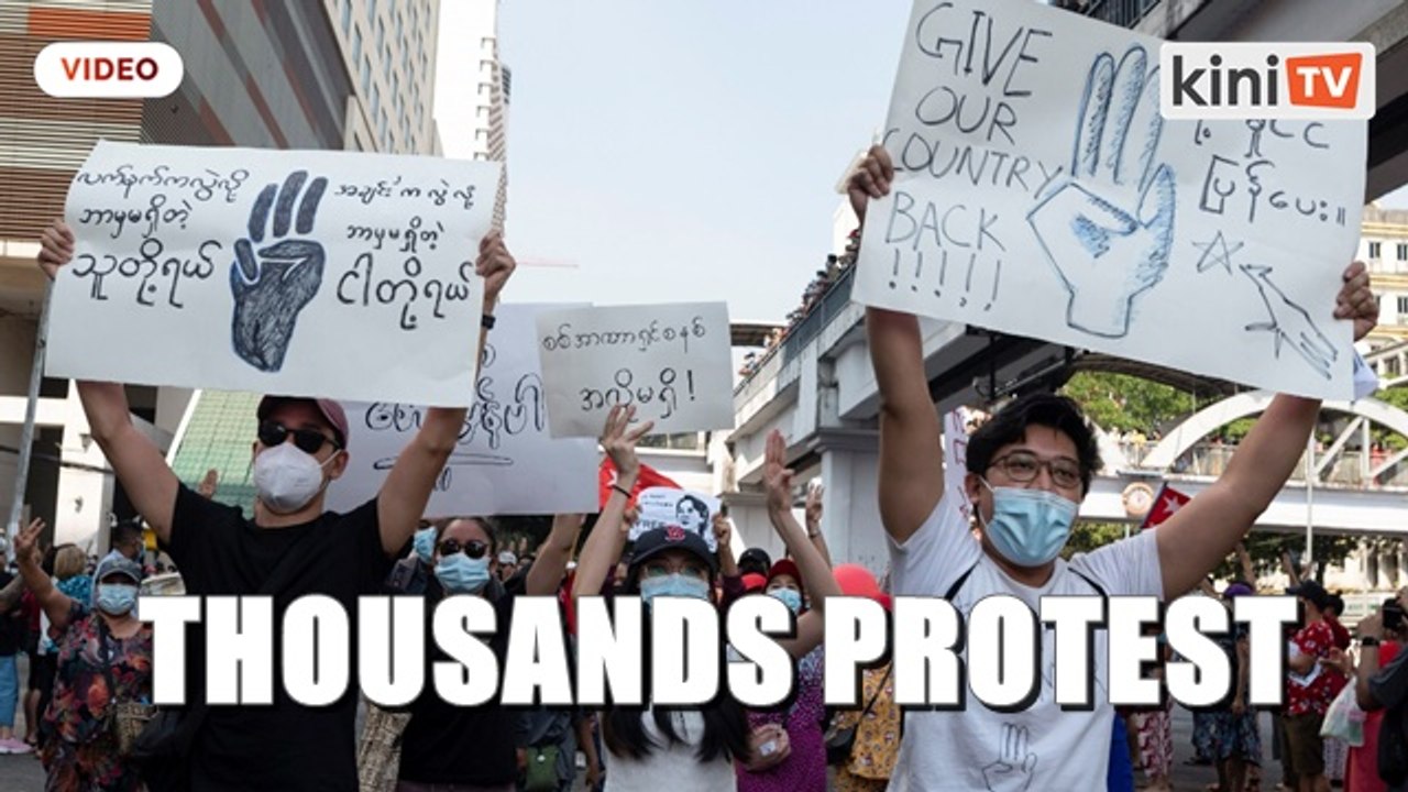 Saffron-robed monks join third day of street protests against Myanmar coup