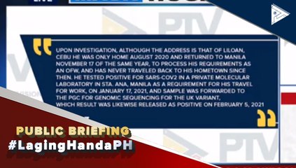 #LagingHanda | DOH VII: 2 indibidwal sa lalawigan ng Cebu, nagpositibo sa COVID-19 UK variant