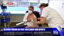 Covid-19: le ministre de la Santé Olivier Véran reçoit sa première dose de vaccin