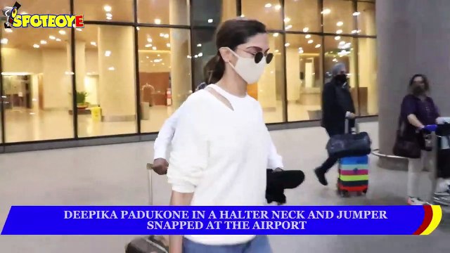 Deepika Padukone in a halter neck and jumper snapped at the Airport | SpotboyE