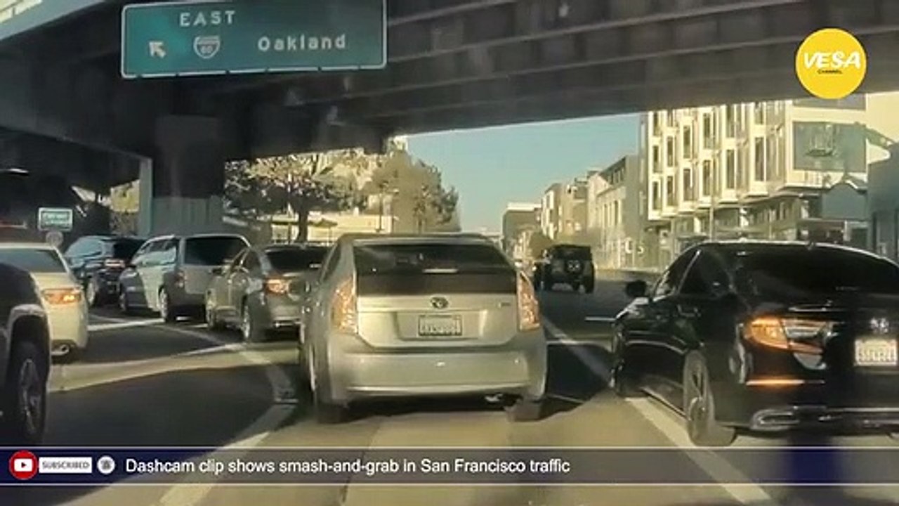 Dashcam clip shows smash and grab in San Francisco traffic