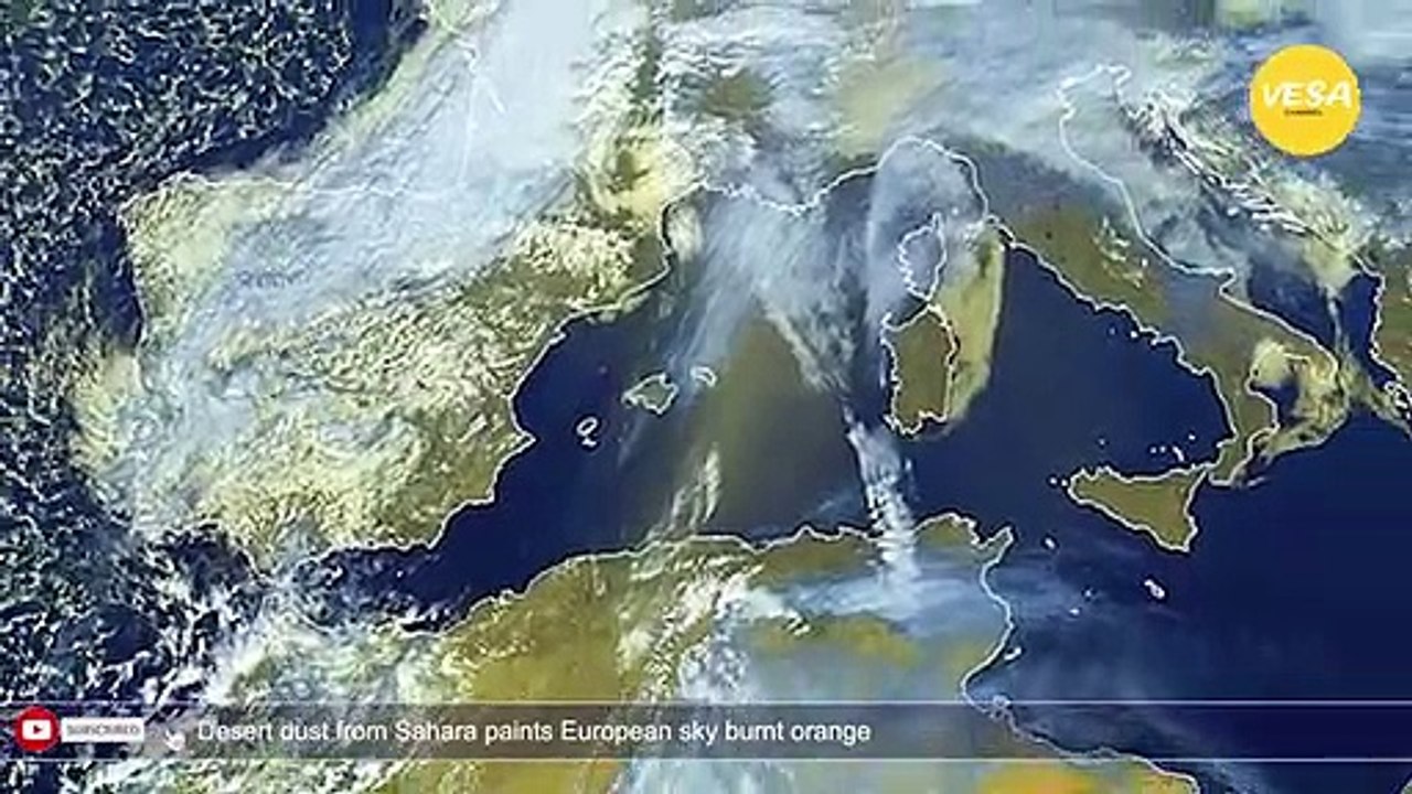 Desert dust from Sahara paints European sky burnt orange