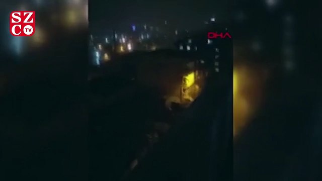Gaziosmanpaşa'da çatının uçtuğu anlar cep telefonu kamerasında