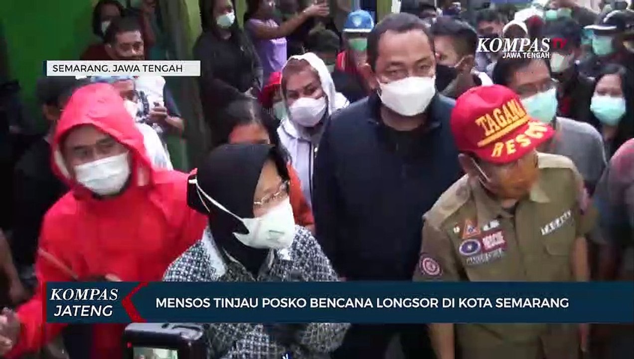 Mensos Tri Rismaharini  Tinjau Posko Bencana Longsor di Kota Semarang