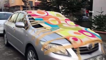 Doludan korumak için araçlarını battaniyelere sardılar