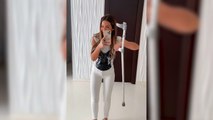 Tamara Gorro se ejercita en el gimnasio incluso con muleta