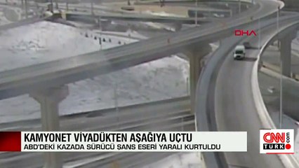 Kamyonet viyadükten aşağıya uçtu