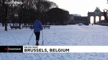 Snow lovers make the most of winter in Brussels