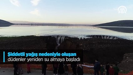 Şiddetli yağış nedeniyle oluşan düdenler yeniden su almaya başladı
