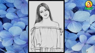 How to draw a girl step by step | beautiful girl face drawing | girl face drawing | pencil sketch