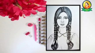How to draw a girl with beautiful hairstyle | girl with hairstyle drawing | beautiful girl hairstyle