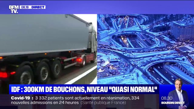 Neige: 300 km de bouchons en Ile-de-France, un niveau quasi normal