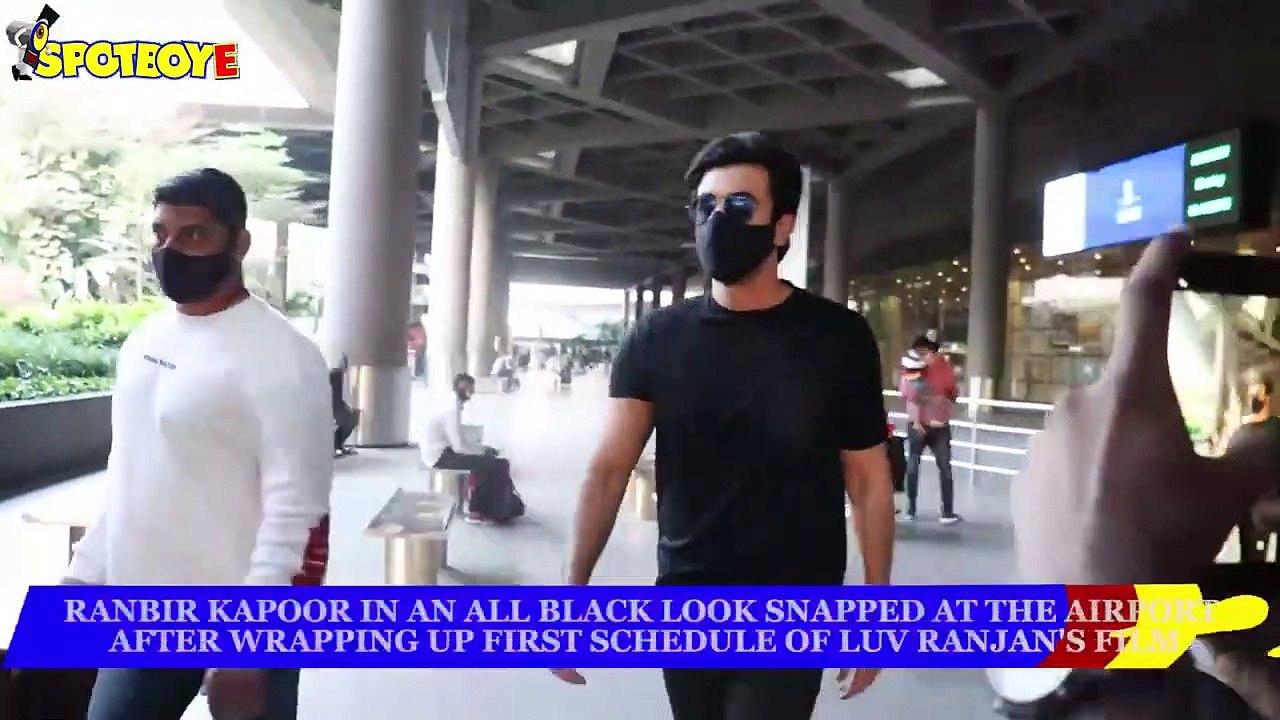 Ranbir Kapoor in an all black look at the Airport after wrapping up 1st schedule of Luv Ranjan