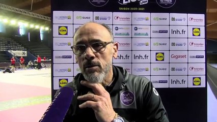 Le coach d'Istres P. Handball Gilles Derot après Nantes et avant Dunkerque