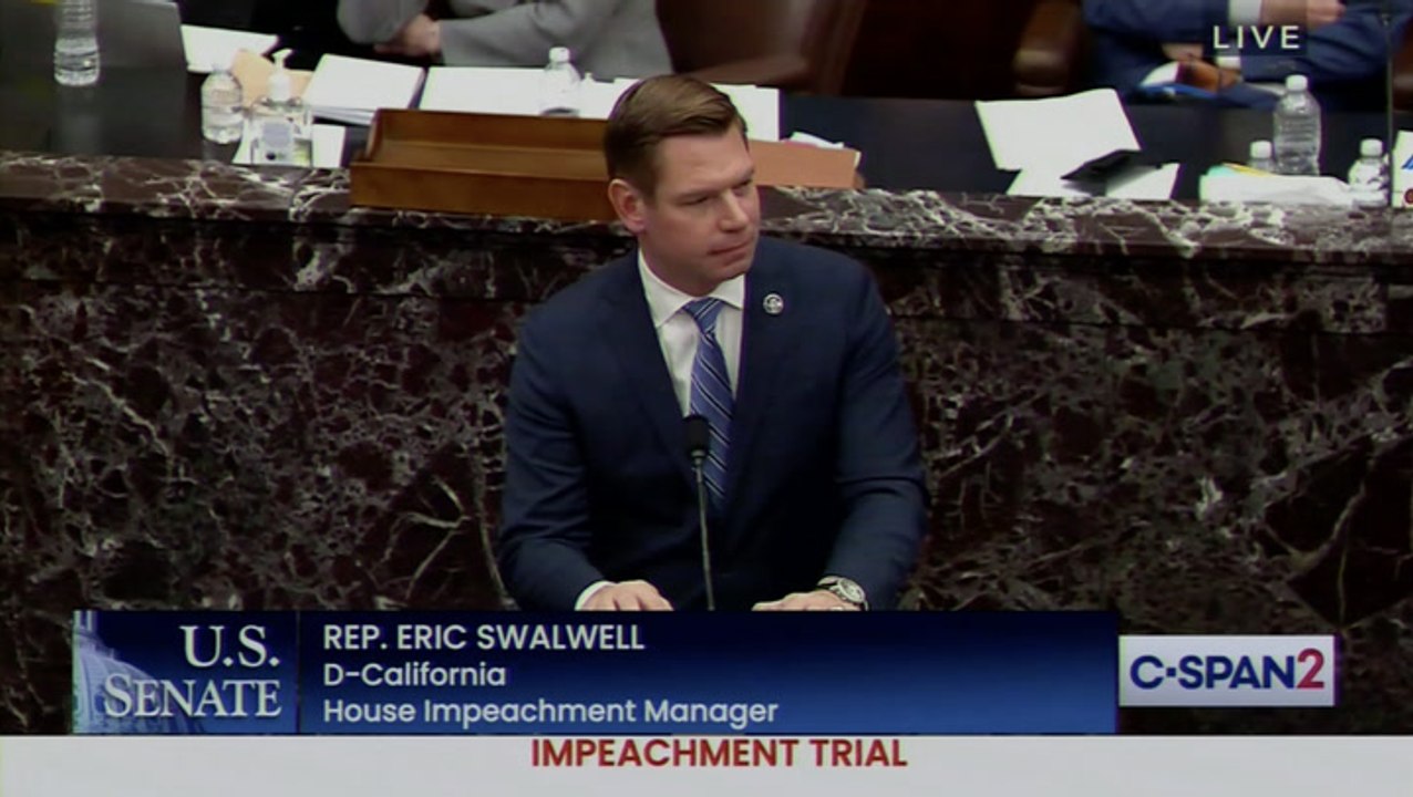 House manager Eric Swalwell says he texted his wife amid the siege, 'I love you and the babies. Please hug them for me.'