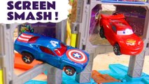 Hot Wheels Screen Smash with Disney Cars Lightning McQueen versus Funny Funlings with Paw Patrol and Marvel Avengers Captain America in this Family Friendly Full Episode English Toy Story Video for Kids