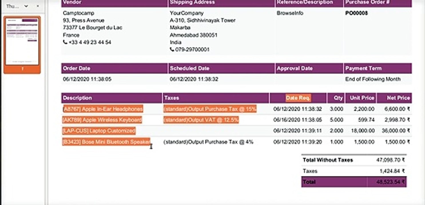Professionally Designed Modern Reports Template For Sale/Invoice/Purchase/Delivery Order | Odoo