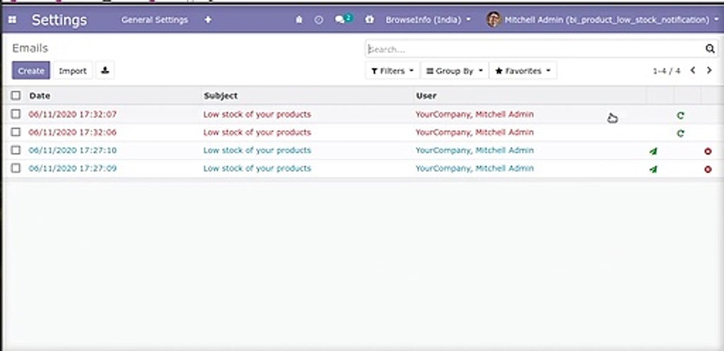 Product Low Stock Notification | Warehouse Management | Odoo Apps Features