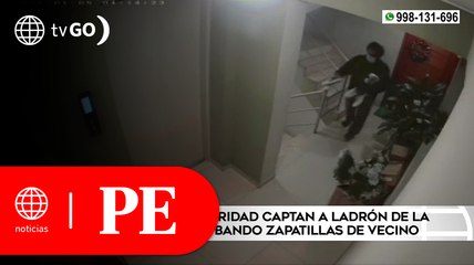 Cámaras de seguridad captan a ladrón de zapatillas de edificio | Primera Edición