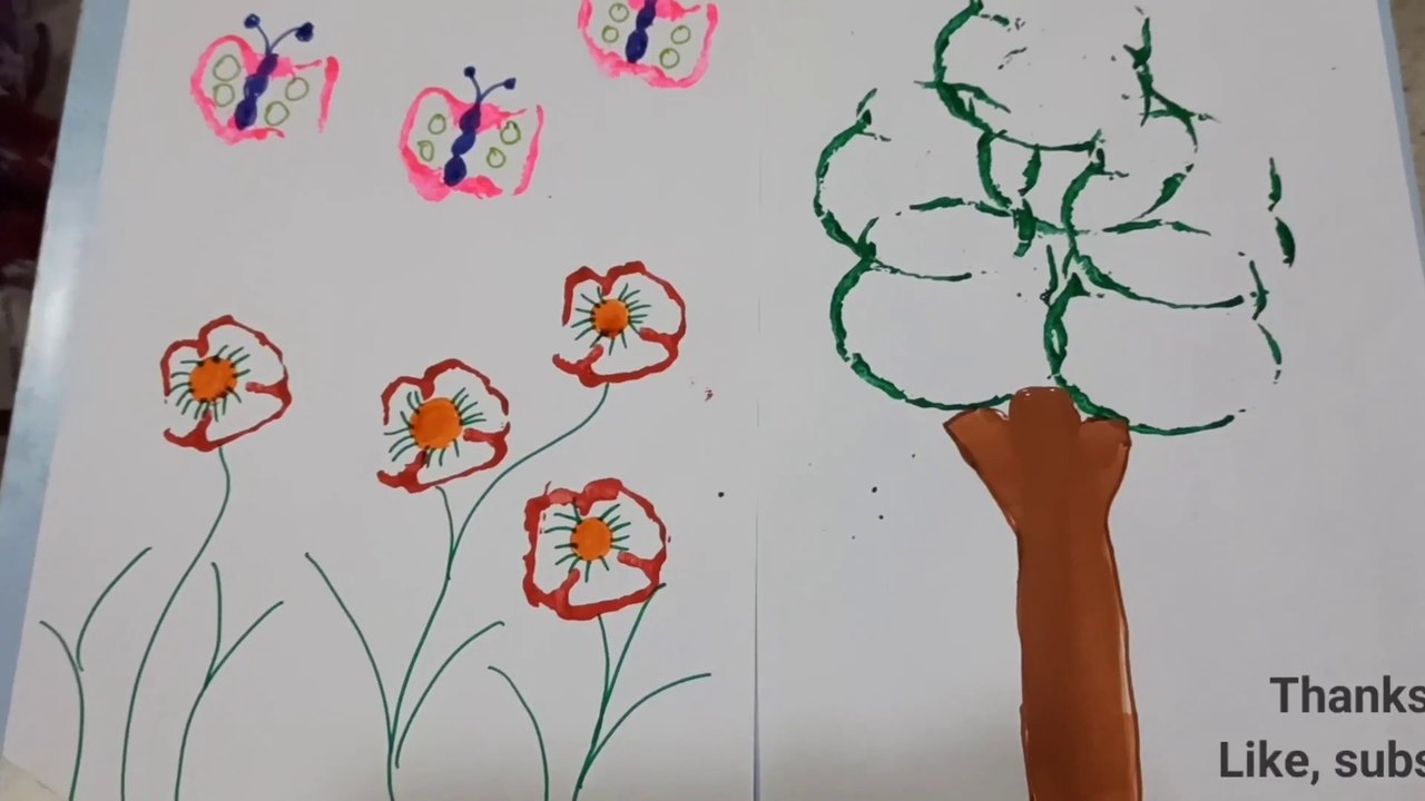 Vegetable printing || capsicum painting || painting for children || painting