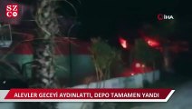Antalya'da sebze meyve deposu alev alev yandı