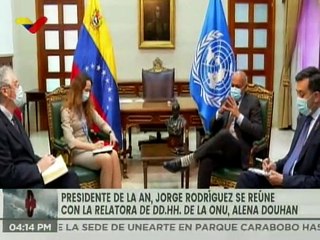 Pdte. de la AN Jorge Rodríguez sostiene reunión con relatora de DDHH de la ONU, Alena Douhan
