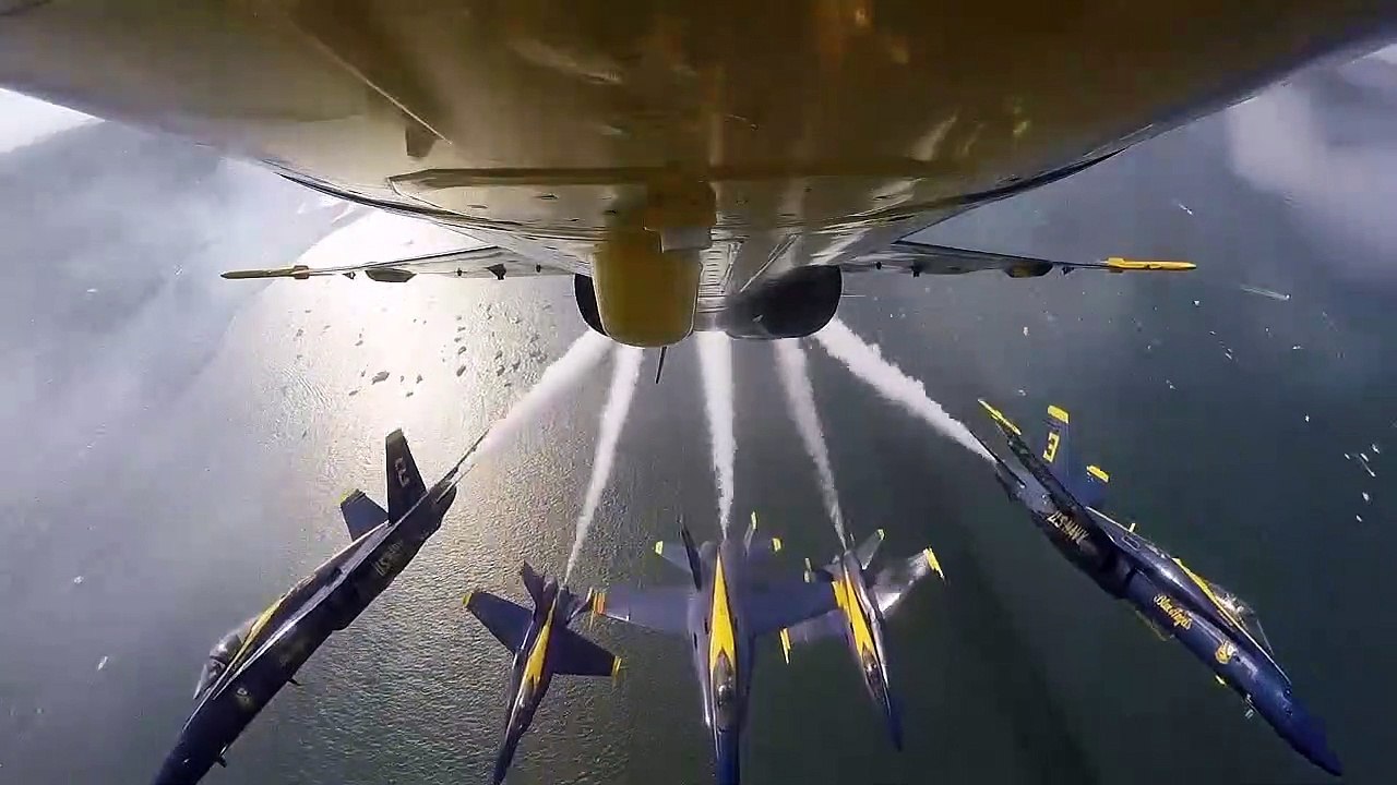 US Navy Blue Eagles in formation — Flyover in San Francisco, California