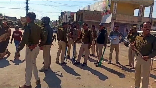 अकोदिया में बड़ी संख्या में पुलिस बल तैनात सुरक्षा के पुख्ता इंतजाम