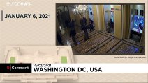 شاهد: عرض لقطات خطيرة رصدتها كاميرات المراقبة أثناء اقتحام الكونغرس خلال جلسة محاكمة ترامب