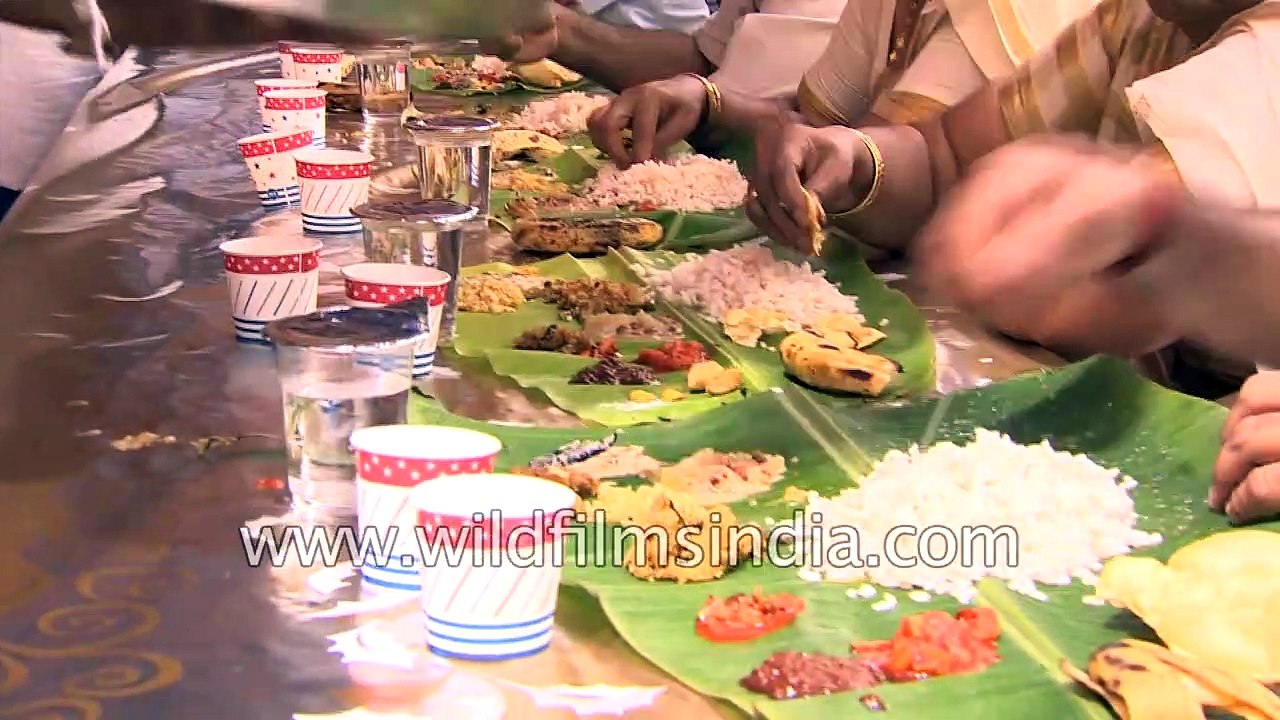 Eating with hands, off banana leaves, in India!