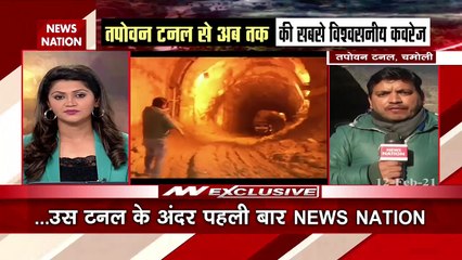 Inside Video of Tapovan tunnel where rescue operation is taking place