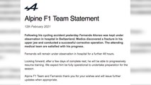 Fernando Alonso pasa por el quirófano por una fractura de mandíbula