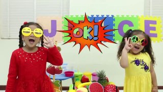 Suri & Annie Pretend Play Making Fruit Juices and Yummy Drinks with Kids Food To