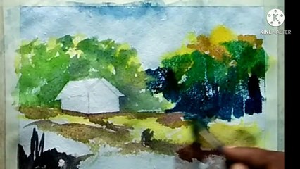 # landscape  ( how to draw a landscape with watercolor )