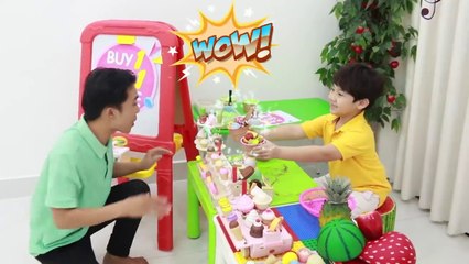 Annie and Sammy Pretend Play Selling Ice Cream _ Fun Colorful Icecream Toys Shop