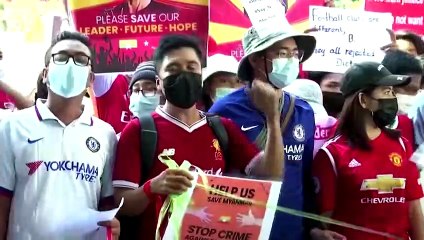 Three wounded as Myanmar demonstration
