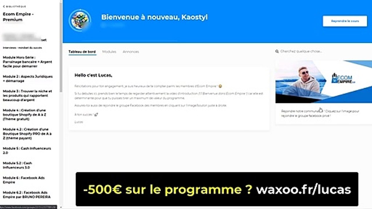 Lucas bivert Avis Formation Gratuite PREVIEW de ECOM EMPIRE 3.0 Dropshipping Shopify